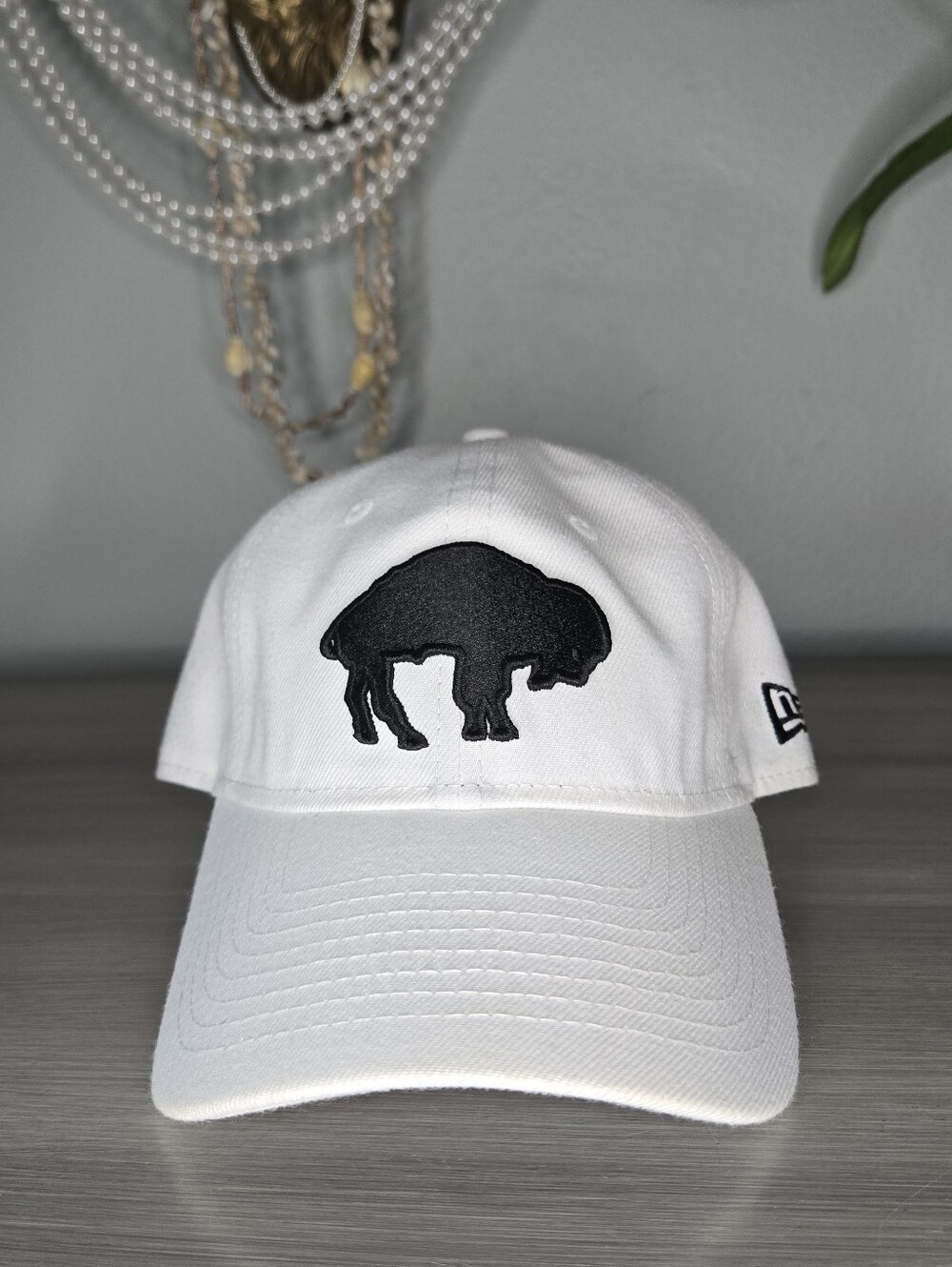 White Buffalo Baseball Cap with Embroidered Buffalo